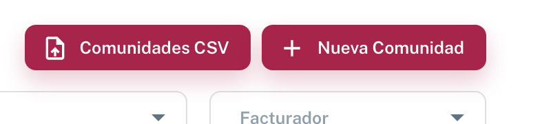 Los botones Comunidades CSV y Nueva Comunidad del listado de comunidades