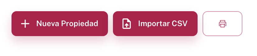 Los botones Nueva Propiedad e Importar CSV de la pantalla de propiedades