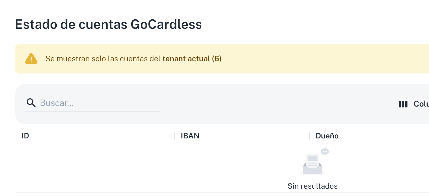 La pantalla de estado de cuentas, con el aviso de que solo se ven las de la cartera actual