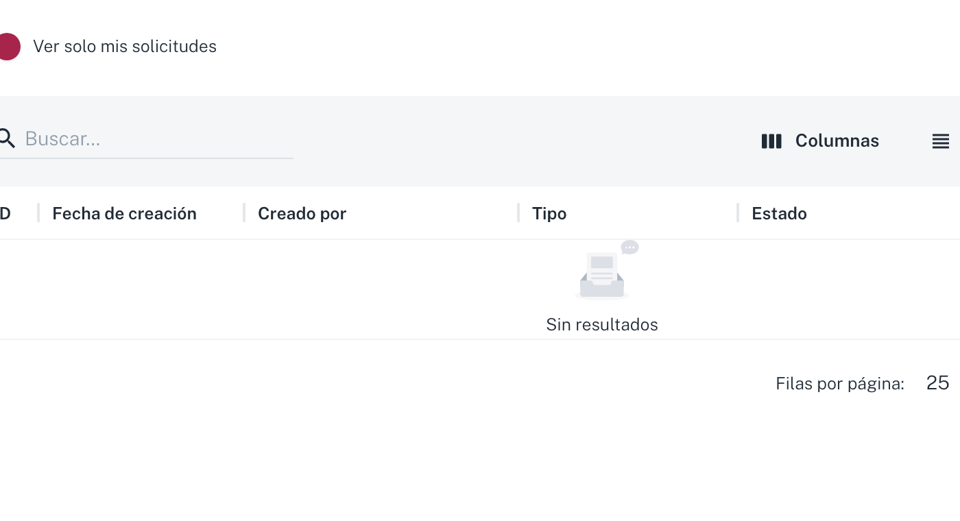 La pestaña Comunicaciones Enviadas, con el interruptor "Ver solo mis solicitudes" y la tabla de envíos