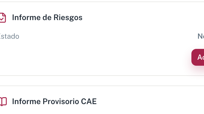 La tarjeta Informe de Riesgos con el estado "No disponible" y el botón Activar CAE