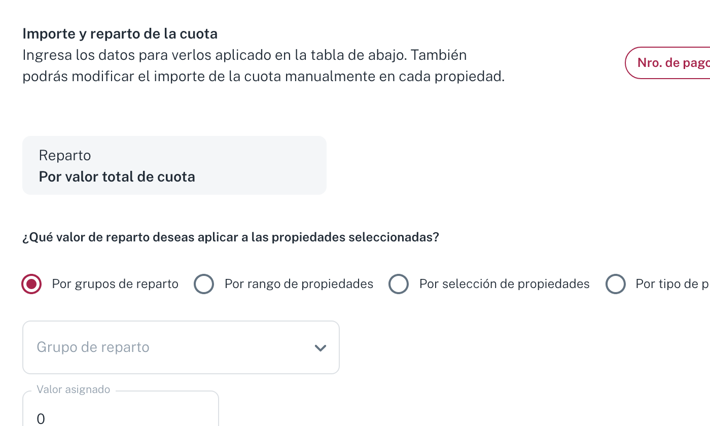 El paso 3 con el reparto por valor total y las cuatro formas de aplicarlo