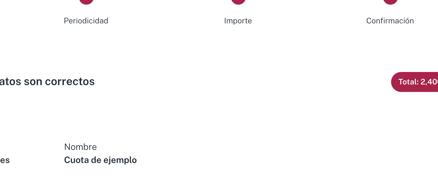 El paso de confirmación, con el resumen de periodicidad y la tabla completa