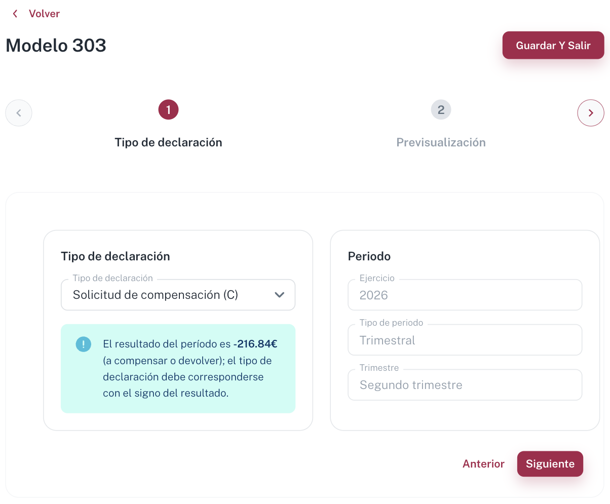 Con un resultado de -216,84 € Ciudadela preselecciona Solicitud de compensación (C)