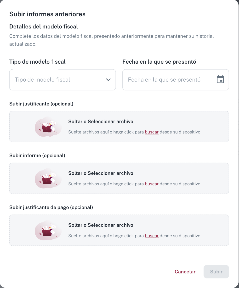 Desde la comunidad hay que elegir el tipo de modelo y la fecha en que se presentó