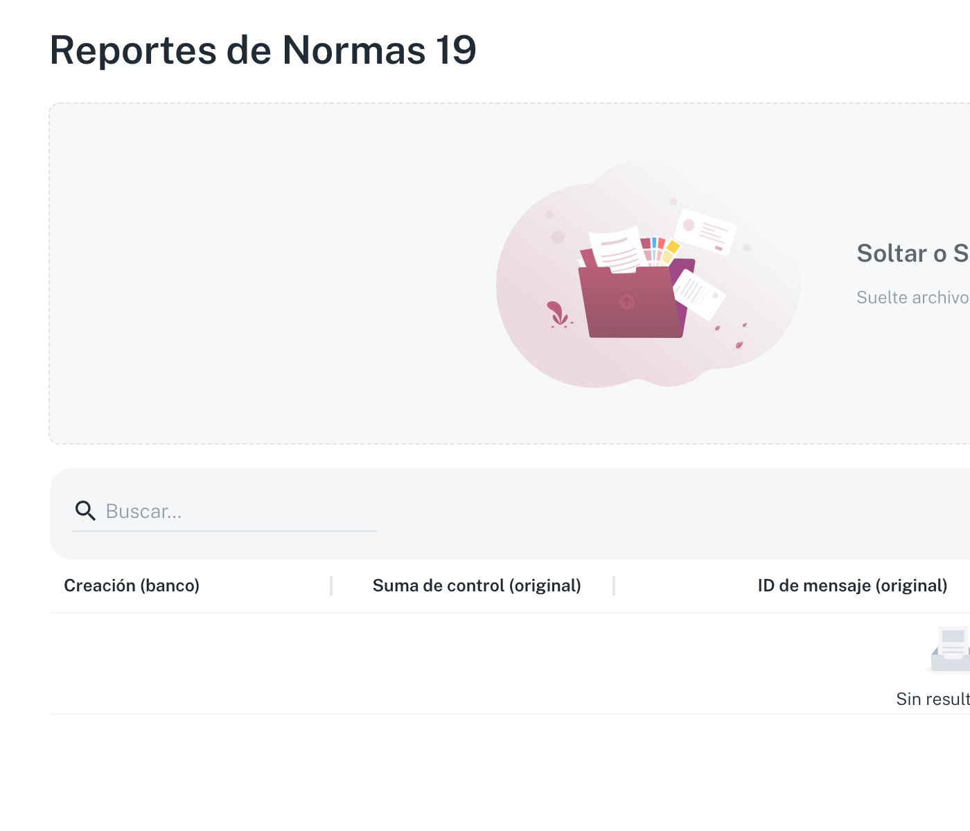 La pantalla de Normas 19 con sus reportes