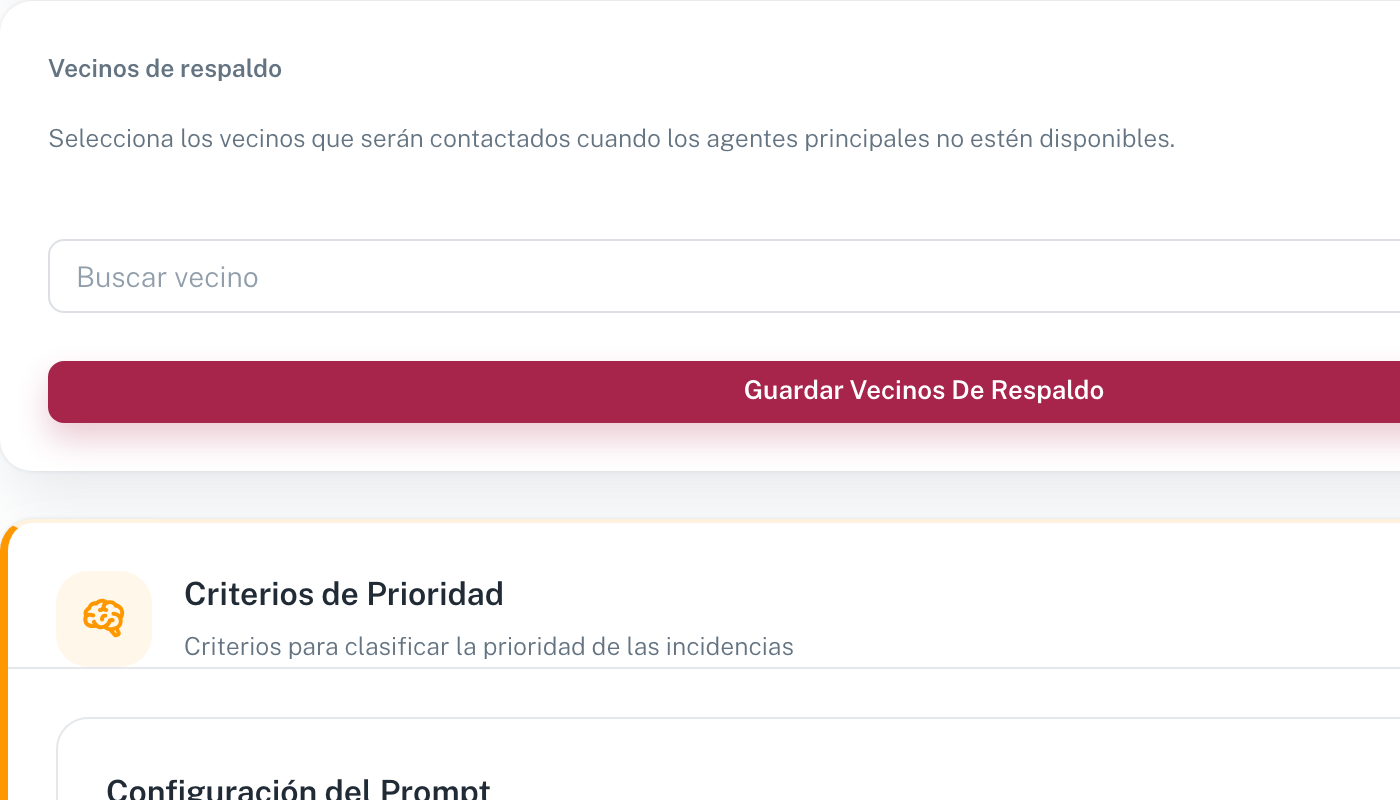El bloque de vecinos de respaldo y los criterios de prioridad