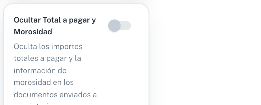 El ajuste de ocultar total a pagar y morosidad