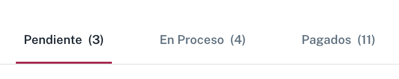 Las pestañas de estado de Facturas, con el contador de cada una