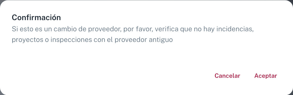 La ventana Confirmación que aparece antes del formulario, con los botones Cancelar y Aceptar
